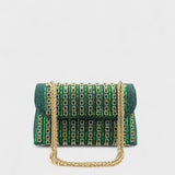 Claudia - Bolsa de hombro con cadena elegante y diamantes de colores