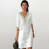 Eva - Vestido femenino de algodón y lino