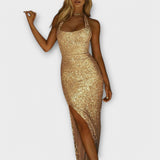 Adriana – Vestido Largo de Lentejuelas con Abertura