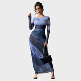 Julia - Vestido maxi ajustado con mangas largas