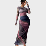 Julia - Vestido maxi ajustado con mangas largas