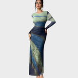 Julia - Vestido maxi ajustado con mangas largas