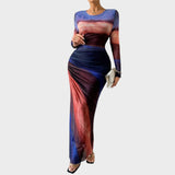 Julia - Vestido maxi ajustado con mangas largas