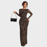 Julia - Vestido maxi ajustado con mangas largas