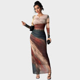 Julia - Vestido maxi ajustado con mangas largas