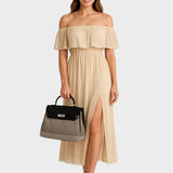 Sonia - Bolsa de lona en piel de vaca