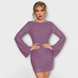 Estela – Vestido Brillante de Manga Acampanada