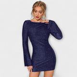 Estela – Vestido Brillante de Manga Acampanada