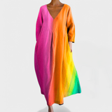 Jimena Sofía - Vestido colorido con escote en V